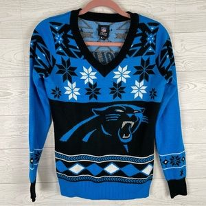 NFL Carolina Panthers Fair Isle Holiday Sweater Size Small Christmas